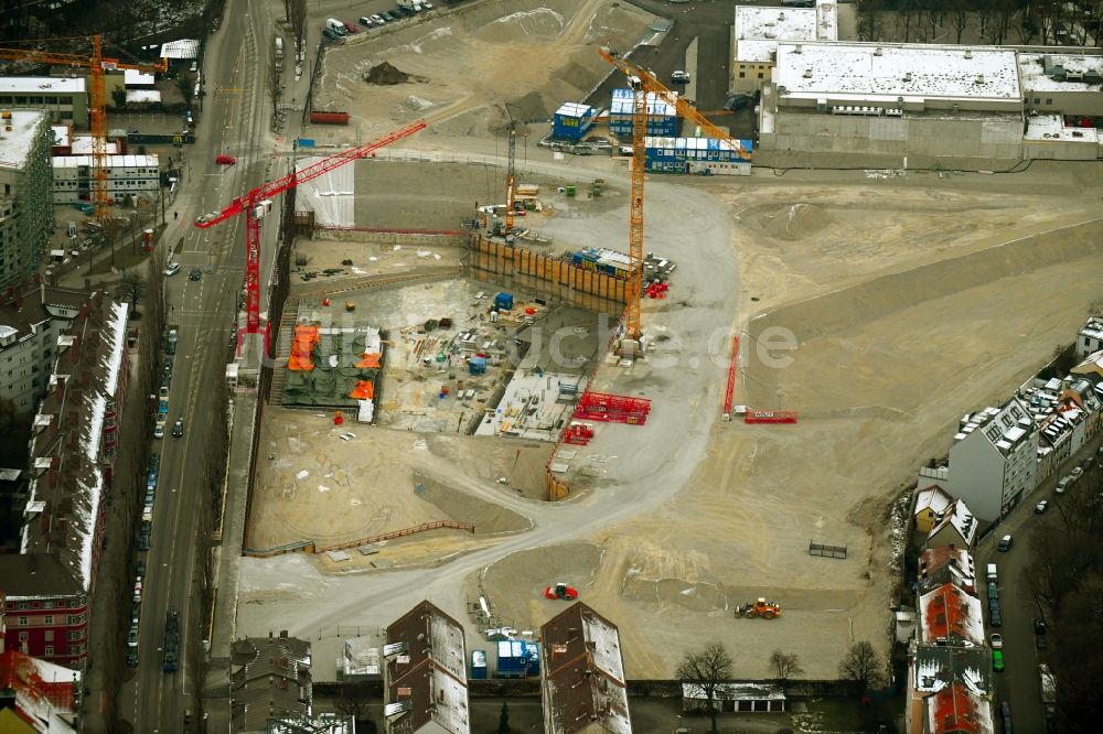 Luftbild München - Baustelle zum Neubau einer Mehrfamilienhaus-Wohnanlage Am Nockherberg im Ortsteil Au-Haidhausen in München im Bundesland Bayern, Deutschland