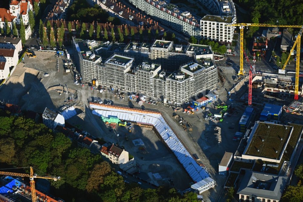 München von oben - Baustelle zum Neubau einer Mehrfamilienhaus-Wohnanlage Am Nockherberg im Ortsteil Au-Haidhausen in München im Bundesland Bayern, Deutschland