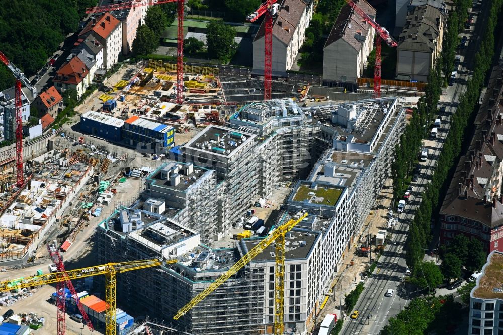 Luftaufnahme München - Baustelle zum Neubau einer Mehrfamilienhaus-Wohnanlage Am Nockherberg im Ortsteil Au-Haidhausen in München im Bundesland Bayern, Deutschland