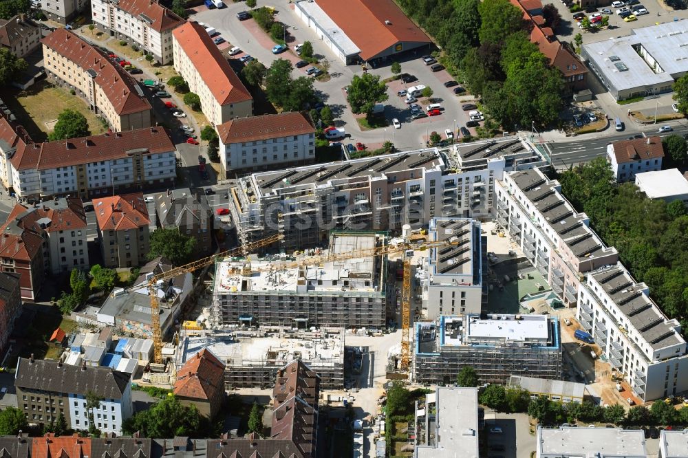 Luftbild Braunschweig - Baustelle zum Neubau einer Mehrfamilienhaus-Wohnanlage Noltemeyer-Höfe in Braunschweig im Bundesland Niedersachsen, Deutschland