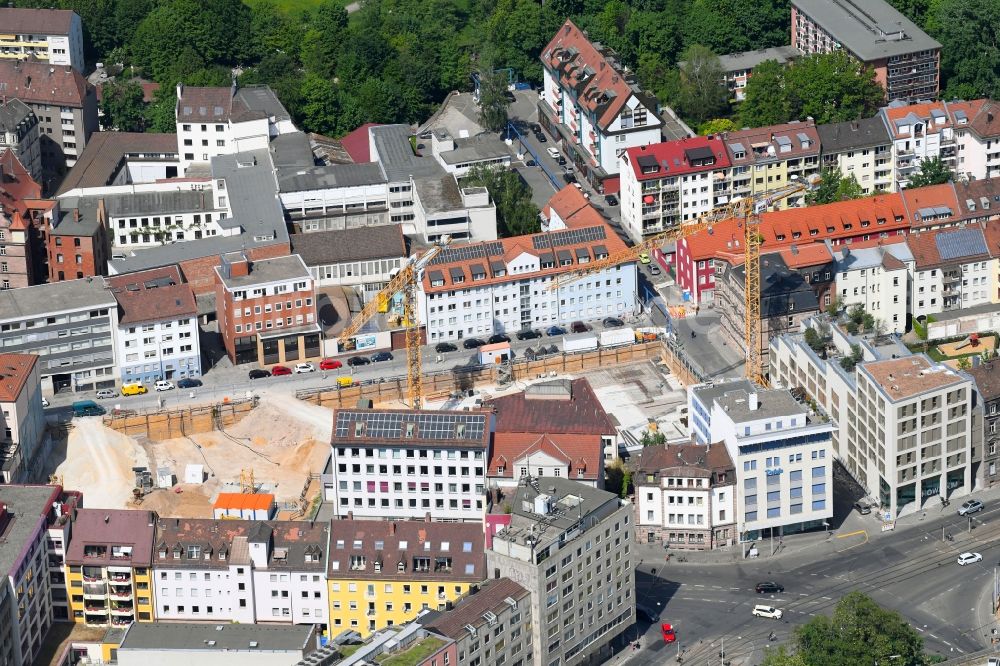 Nürnberg von oben - Baustelle zum Neubau einer Mehrfamilienhaus-Wohnanlage in Nürnberg im Bundesland Bayern, Deutschland