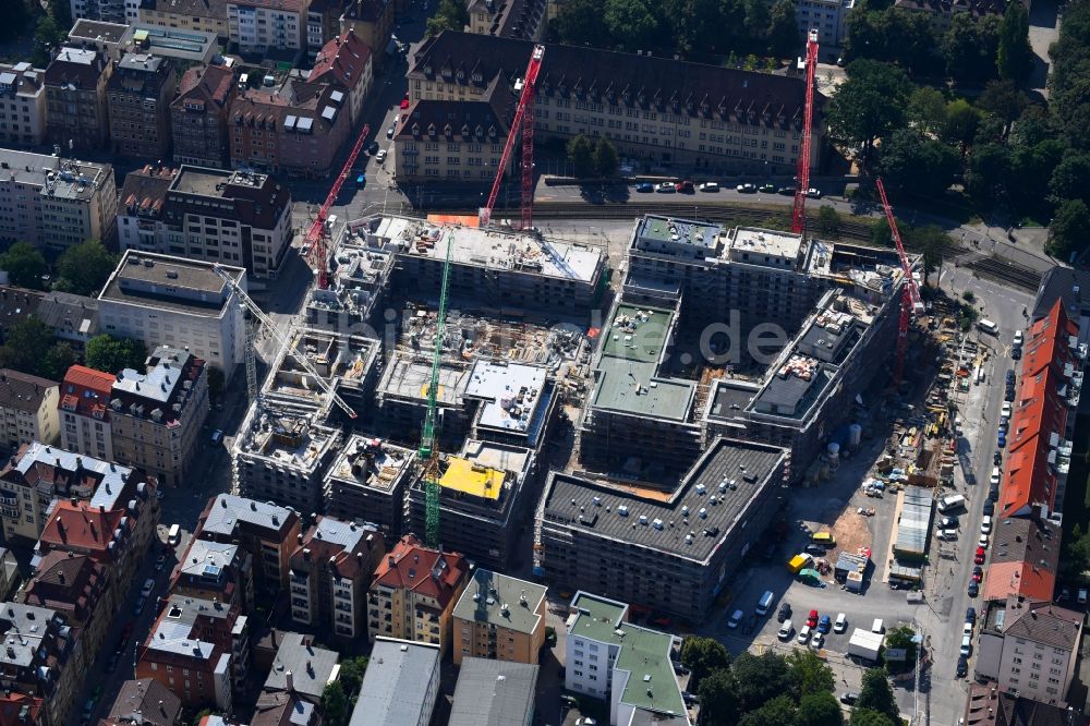 Stuttgart aus der Vogelperspektive: Baustelle zum Neubau einer Mehrfamilienhaus-Wohnanlage Olga- Areal in Stuttgart im Bundesland Baden-Württemberg, Deutschland