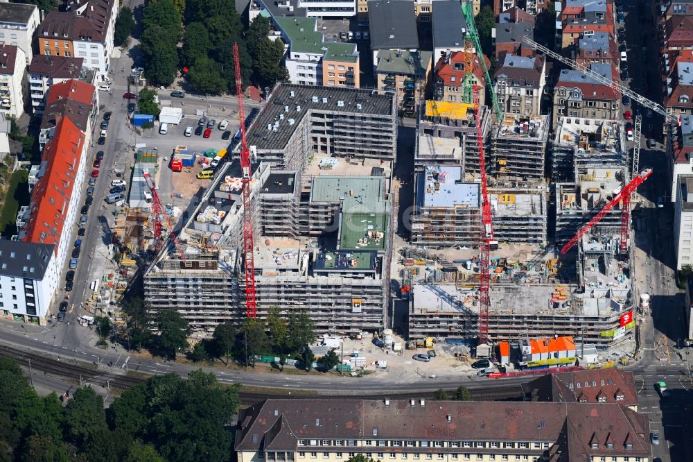 Luftaufnahme Stuttgart - Baustelle zum Neubau einer Mehrfamilienhaus-Wohnanlage Olga- Areal in Stuttgart im Bundesland Baden-Württemberg, Deutschland