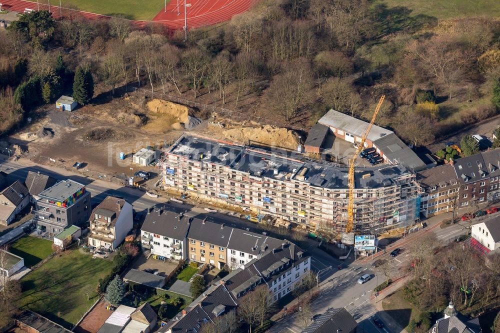 Luftbild Bottrop - Baustelle zum Neubau einer Mehrfamilienhaus-Wohnanlage der Oliver Helmke GmbH in Bottrop im Bundesland Nordrhein-Westfalen, Deutschland