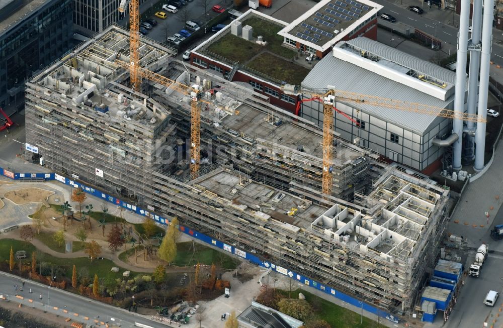 Hamburg aus der Vogelperspektive: Baustelle zum Neubau einer Mehrfamilienhaus-Wohnanlage im Ortsteil Hafencity in Hamburg