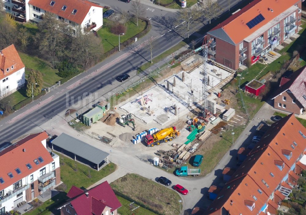 Luftbild Göttingen - Baustelle zum Neubau einer Mehrfamilienhaus-Wohnanlage im Ortsteil Hannover Metropolitan Area in Göttingen im Bundesland Niedersachsen