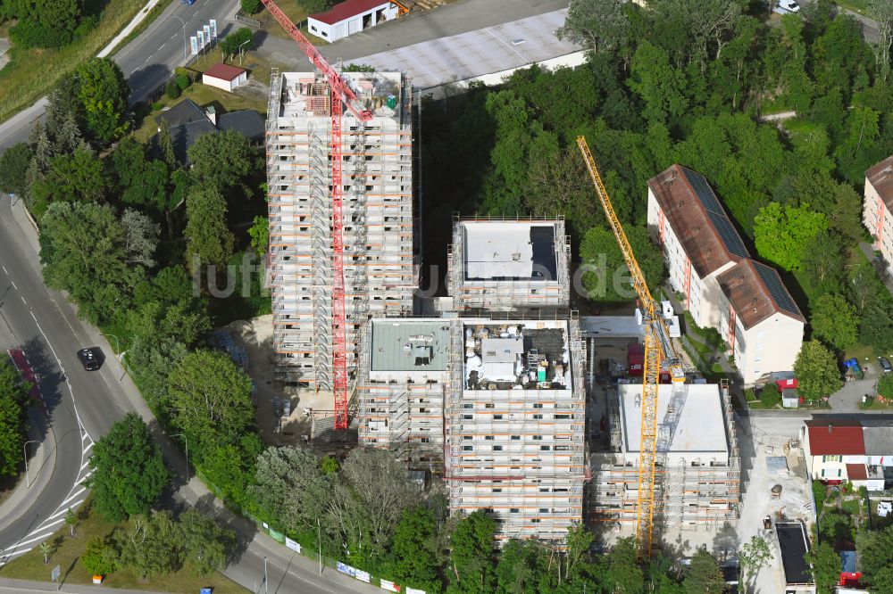 Luftbild Ingolstadt - Baustelle zum Neubau einer Mehrfamilienhaus-Wohnanlage im Ortsteil Monikaviertel in Ingolstadt im Bundesland Bayern, Deutschland