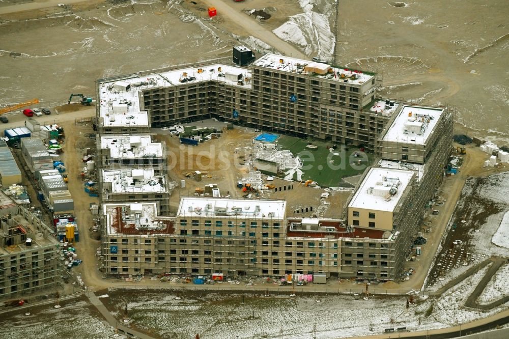 München von oben - Baustelle zum Neubau einer Mehrfamilienhaus-Wohnanlage im Ortsteil Pasing-Obermenzing in München im Bundesland Bayern, Deutschland