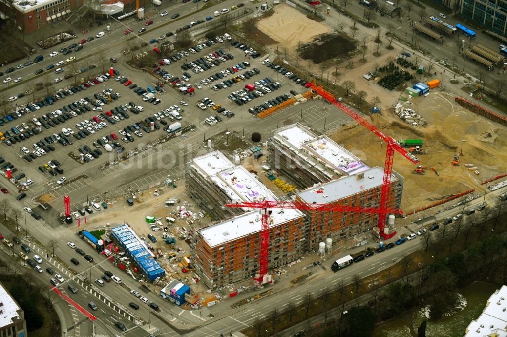 Luftbild München - Baustelle zum Neubau einer Mehrfamilienhaus-Wohnanlage im Ortsteil Ramersdorf-Perlach in München im Bundesland Bayern, Deutschland