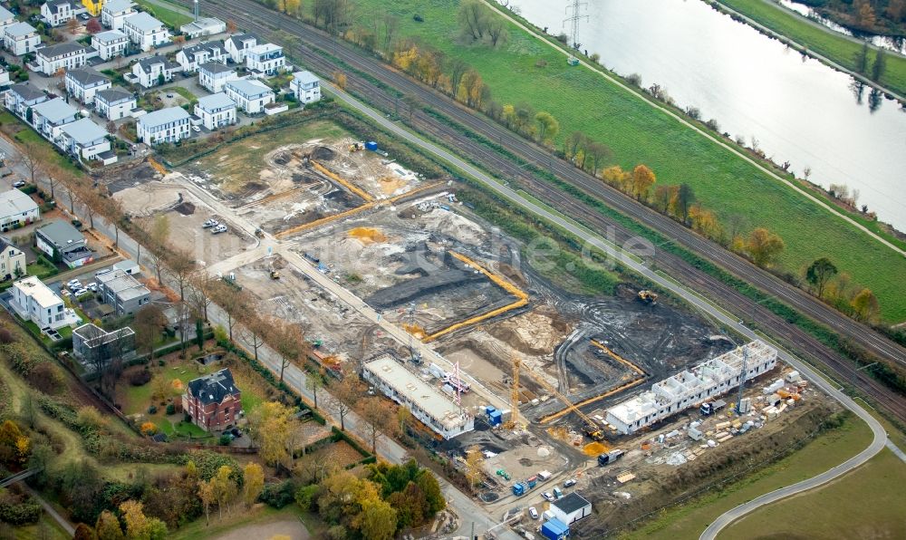 Bochum aus der Vogelperspektive: Baustelle zum Neubau einer Mehrfamilienhaus-Wohnanlage an der Dr.-C.-Otto-Straße in Bochum im Bundesland Nordrhein-Westfalen