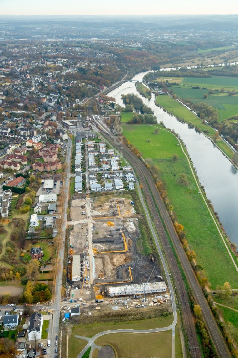 Luftbild Bochum - Baustelle zum Neubau einer Mehrfamilienhaus-Wohnanlage an der Dr.-C.-Otto-Straße in Bochum im Bundesland Nordrhein-Westfalen