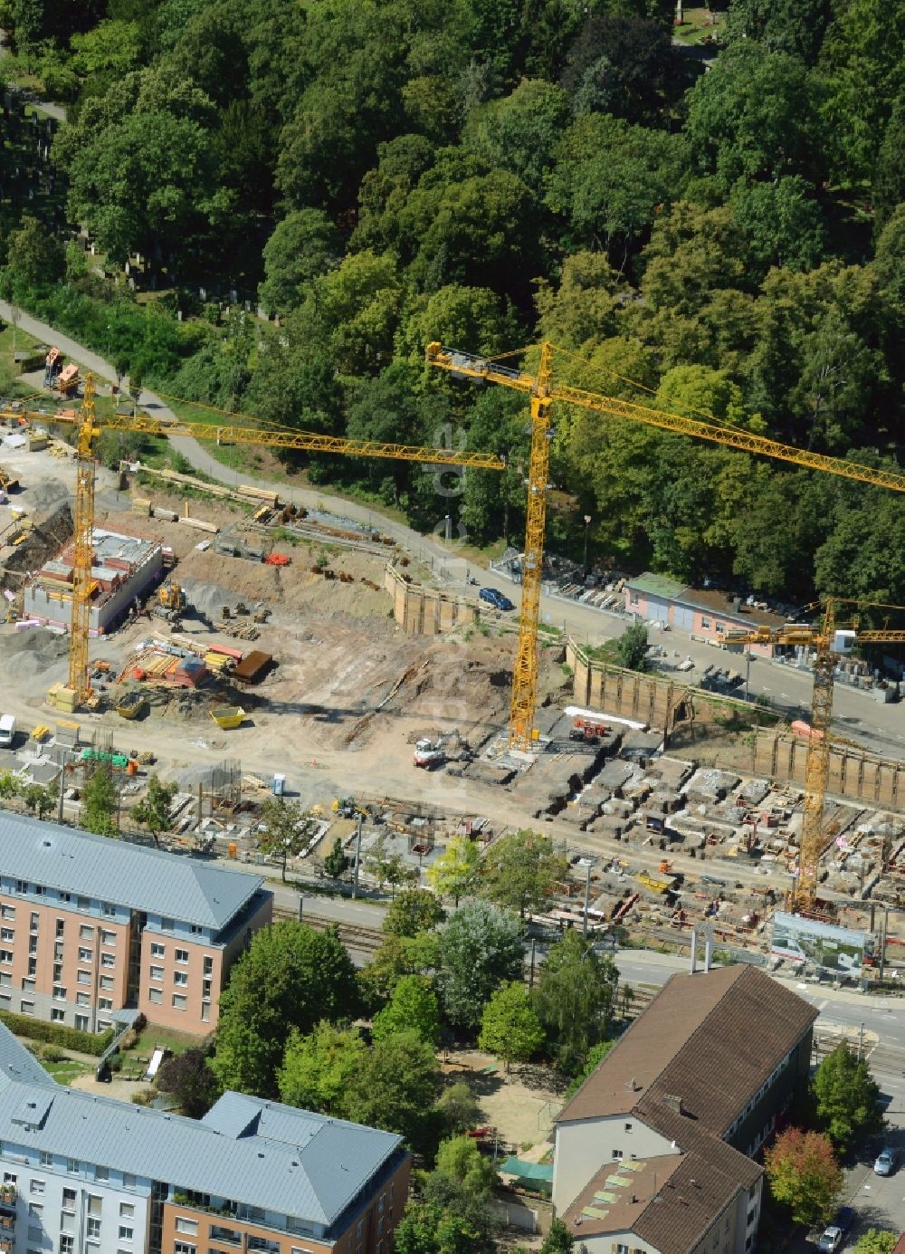 Luftbild Stuttgart - Baustelle zum Neubau einer Mehrfamilienhaus-Wohnanlage Otto-Umfrid-Straße durch die Ed. Züblin AG in Stuttgart im Bundesland Baden-Württemberg