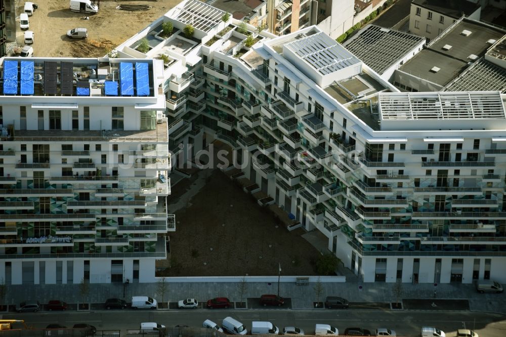 Luftbild Paris Boulogne-Billancourt - Baustelle zum Neubau einer Mehrfamilienhaus-Wohnanlage in Paris Boulogne-Billancourt in Ile-de-France, Frankreich