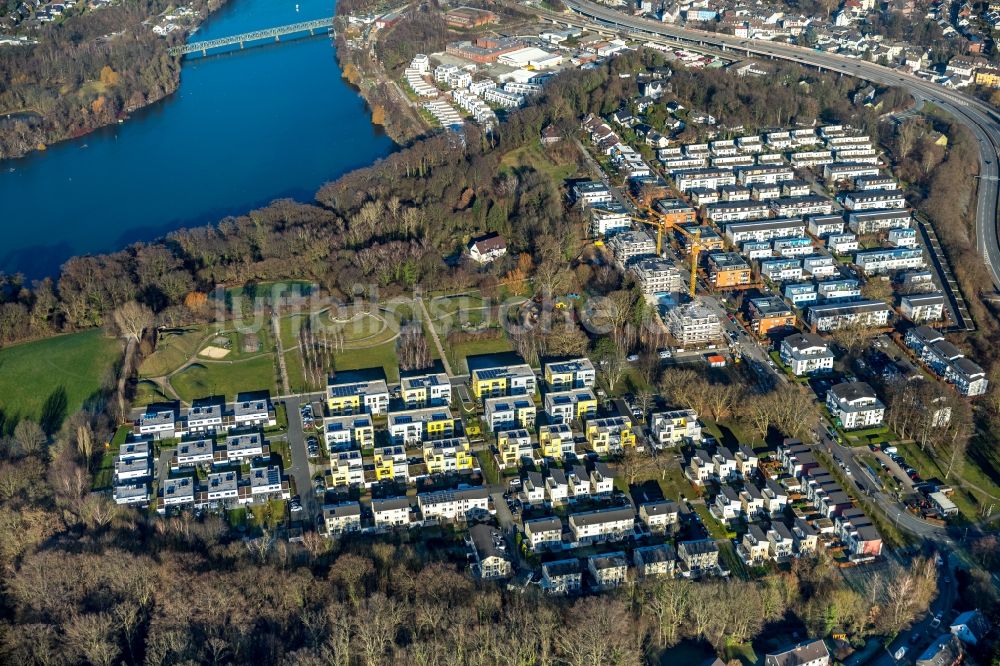 Luftbild Essen - Baustelle zum Neubau einer Mehrfamilienhaus-Wohnanlage ParkBlick der Allbau GmbH in Essen im Bundesland Nordrhein-Westfalen, Deutschland