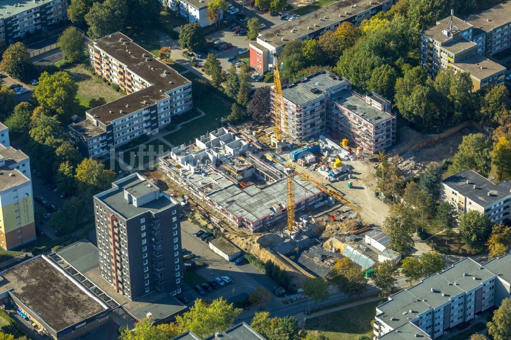 Unna von oben - Baustelle zum Neubau einer Mehrfamilienhaus-Wohnanlage Parkquartier Königsborn in Unna im Bundesland Nordrhein-Westfalen, Deutschland