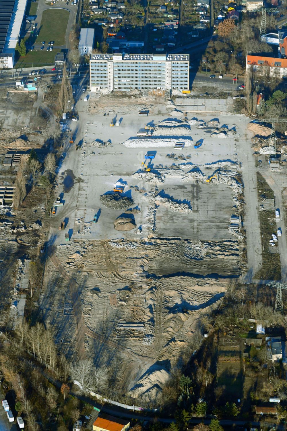 Luftaufnahme Berlin - Baustelle zum Neubau einer Mehrfamilienhaus-Wohnanlage Parkstadt Karlshorst in Berlin, Deutschland