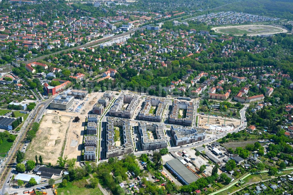 Luftbild Berlin - Baustelle zum Neubau einer Mehrfamilienhaus-Wohnanlage Parkstadt Karlshorst in Berlin, Deutschland