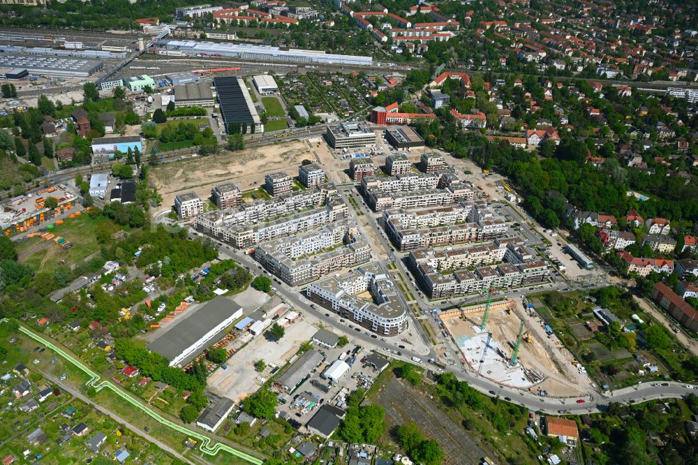 Luftaufnahme Berlin - Baustelle zum Neubau einer Mehrfamilienhaus-Wohnanlage Parkstadt Karlshorst in Berlin, Deutschland