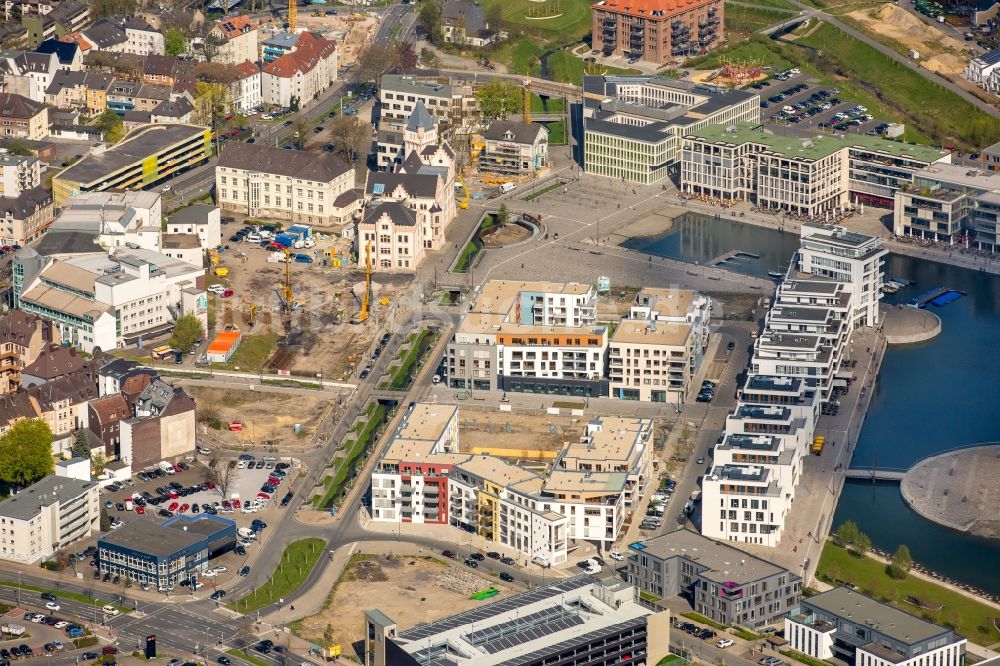 Dortmund aus der Vogelperspektive: Baustelle zum Neubau einer Mehrfamilienhaus-Wohnanlage am Phönixsee in Dortmund im Bundesland Nordrhein-Westfalen