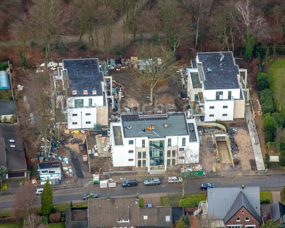 Gelsenkirchen von oben - Baustelle zum Neubau einer Mehrfamilienhaus-Wohnanlage Pöppinghausstraße im Ortsteil Gelsenkirchen-Nord in Gelsenkirchen im Bundesland Nordrhein-Westfalen