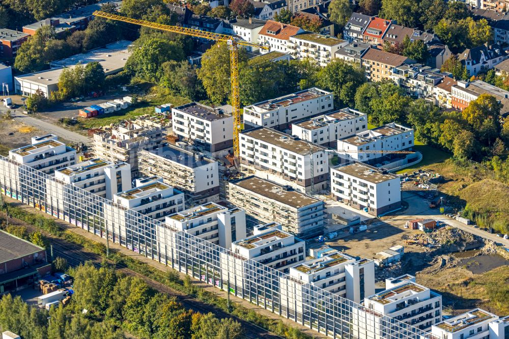 Luftaufnahme Dortmund - Baustelle zum Neubau einer Mehrfamilienhaus- Wohnanlage des Projekts Kronprinzenviertel Am Wasserturm - Heiliger Weg in Dortmund im Bundesland Nordrhein-Westfalen, Deutschland