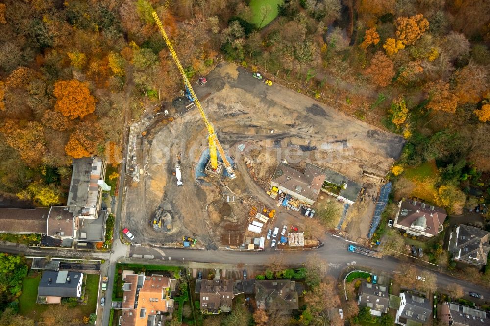 Luftbild Duisburg - Baustelle zum Neubau einer Mehrfamilienhaus-Wohnanlage Quartier Wilhelmshöhe der Blankbau-Gruppe in Duisburg im Bundesland Nordrhein-Westfalen