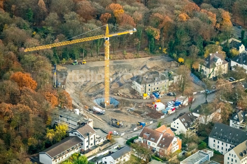 Duisburg aus der Vogelperspektive: Baustelle zum Neubau einer Mehrfamilienhaus-Wohnanlage Quartier Wilhelmshöhe der Blankbau-Gruppe in Duisburg im Bundesland Nordrhein-Westfalen