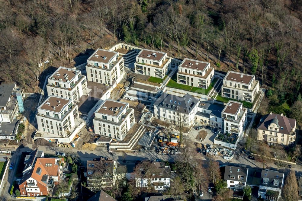 Luftbild Duisburg - Baustelle zum Neubau einer Mehrfamilienhaus-Wohnanlage der QUARTIER WILHELMSHÖHE GmbH im Ortsteil Duissern in Duisburg im Bundesland Nordrhein-Westfalen