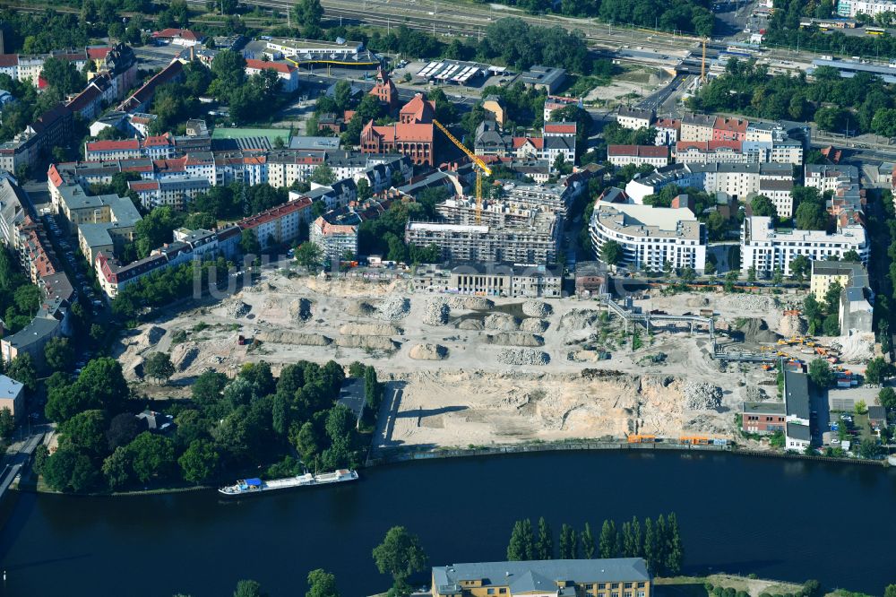 Berlin von oben - Baustelle zum Neubau einer Mehrfamilienhaus-Wohnanlage Quartier WOHNWERK in Berlin, Deutschland