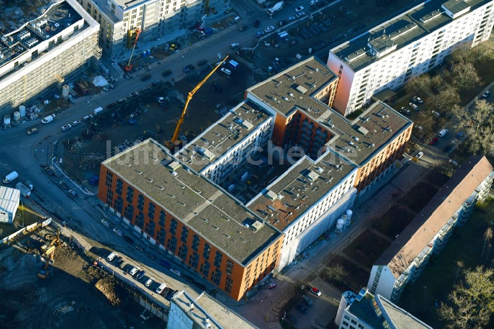 Luftaufnahme Dresden - Baustelle zum Neubau einer Mehrfamilienhaus-Wohnanlage Residenz am Postplatz in Dresden im Bundesland Sachsen, Deutschland