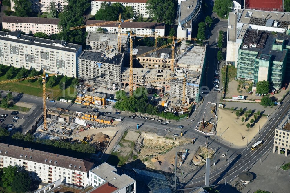 Luftbild Dresden - Baustelle zum Neubau einer Mehrfamilienhaus-Wohnanlage Residenz am Postplatz der CG Gruppe AG an der Annenstraße im Ortsteil Altstadt in Dresden im Bundesland Sachsen, Deutschland