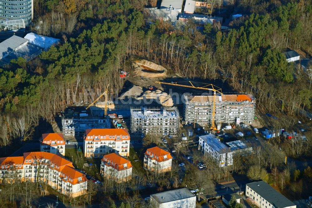 Luftaufnahme Potsdam - Baustelle zum Neubau einer Mehrfamilienhaus-Wohnanlage Residenz Steinstraße im Ortsteil Stern in Potsdam im Bundesland Brandenburg, Deutschland