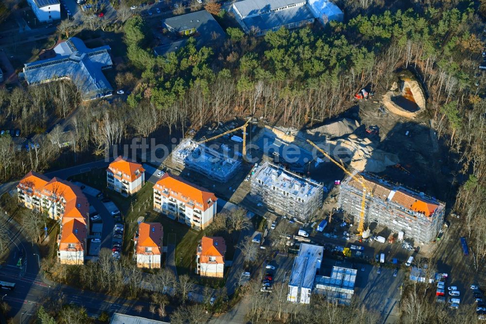 Potsdam aus der Vogelperspektive: Baustelle zum Neubau einer Mehrfamilienhaus-Wohnanlage Residenz Steinstraße im Ortsteil Stern in Potsdam im Bundesland Brandenburg, Deutschland