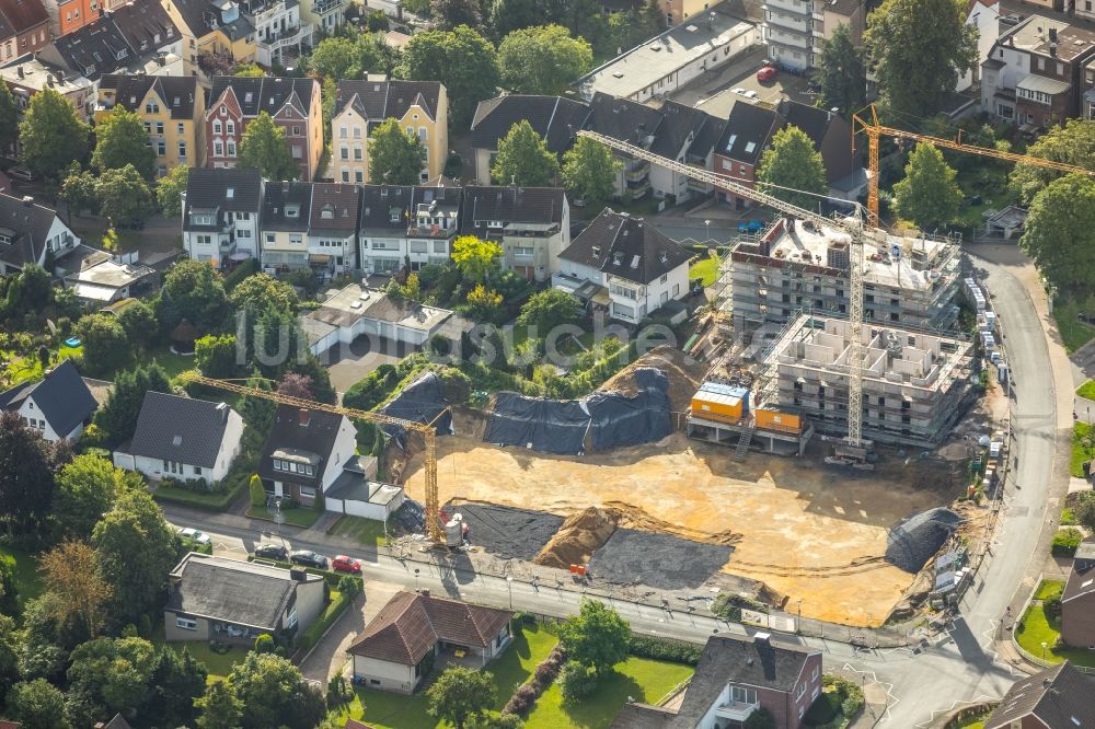 Luftaufnahme Hamm - Baustelle zum Neubau einer Mehrfamilienhaus-Wohnanlage Rietzgartenstraße in Hamm im Bundesland Nordrhein-Westfalen - NRW, Deutschland