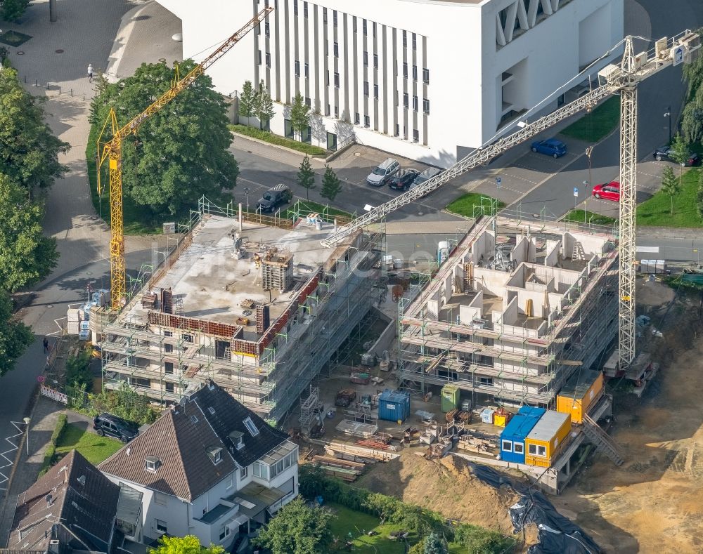 Luftaufnahme Hamm - Baustelle zum Neubau einer Mehrfamilienhaus-Wohnanlage Rietzgartenstraße in Hamm im Bundesland Nordrhein-Westfalen - NRW, Deutschland