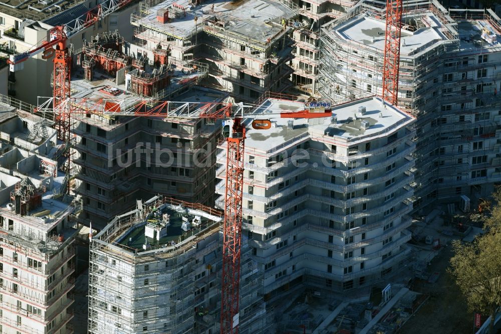 Luftaufnahme Clichy - Baustelle zum Neubau einer Mehrfamilienhaus-Wohnanlage Rue du Bac d'Asnières in Clichy in Ile-de-France, Frankreich