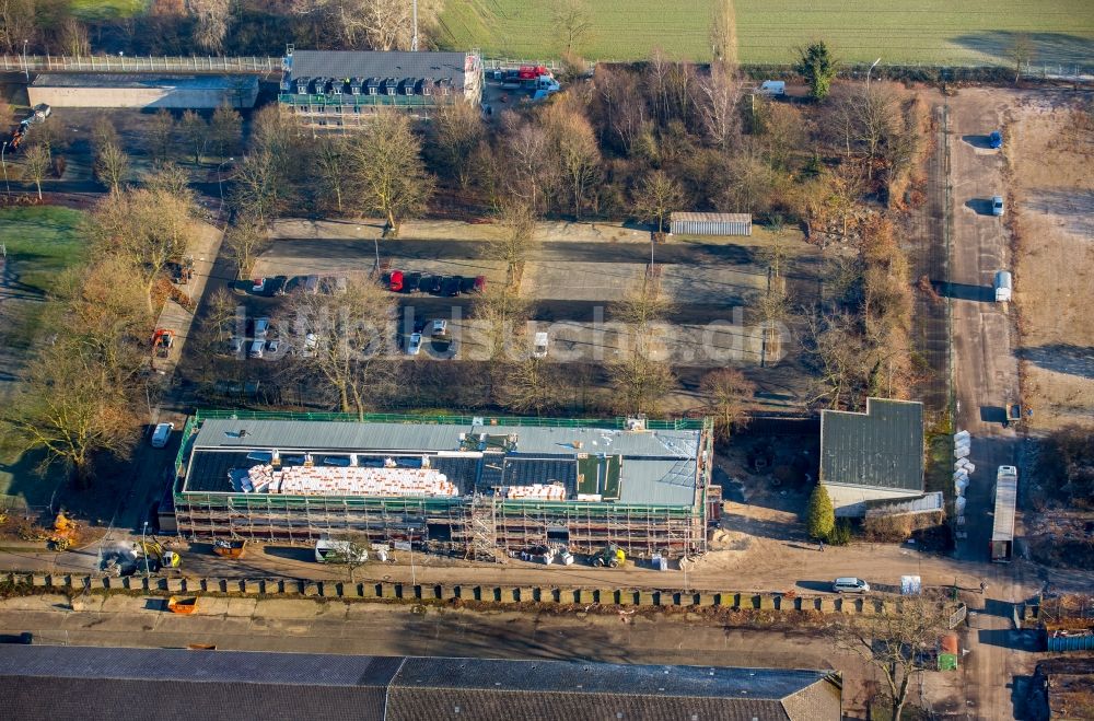 Hamm von oben - Baustelle zum Neubau einer Mehrfamilienhaus-Wohnanlage am Sankt-Georgs-Platz in Hamm im Bundesland Nordrhein-Westfalen