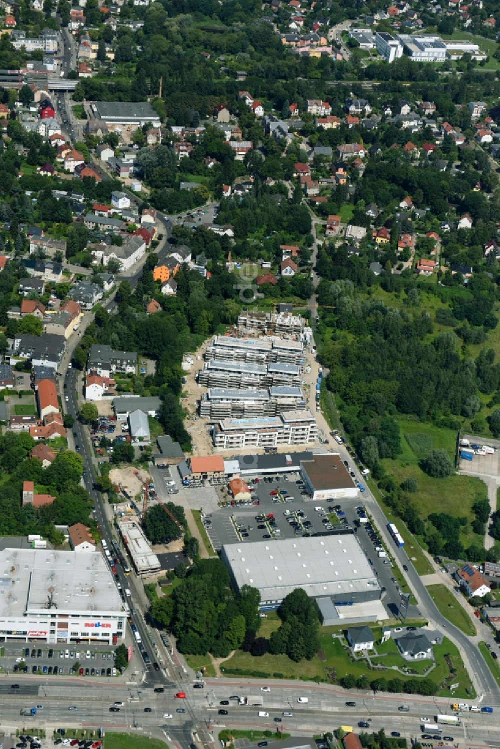 Luftbild Berlin - Baustelle zum Neubau einer Mehrfamilienhaus-Wohnanlage An der Schule im Stadtteil Mahlsdorf in Berlin