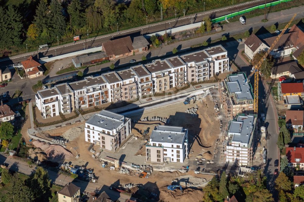 Kenzingen aus der Vogelperspektive: Baustelle zum Neubau einer Mehrfamilienhaus-Wohnanlage Seeleben im Kenzinger Quartier am Wasser in Kenzingen im Bundesland Baden-Württemberg, Deutschland