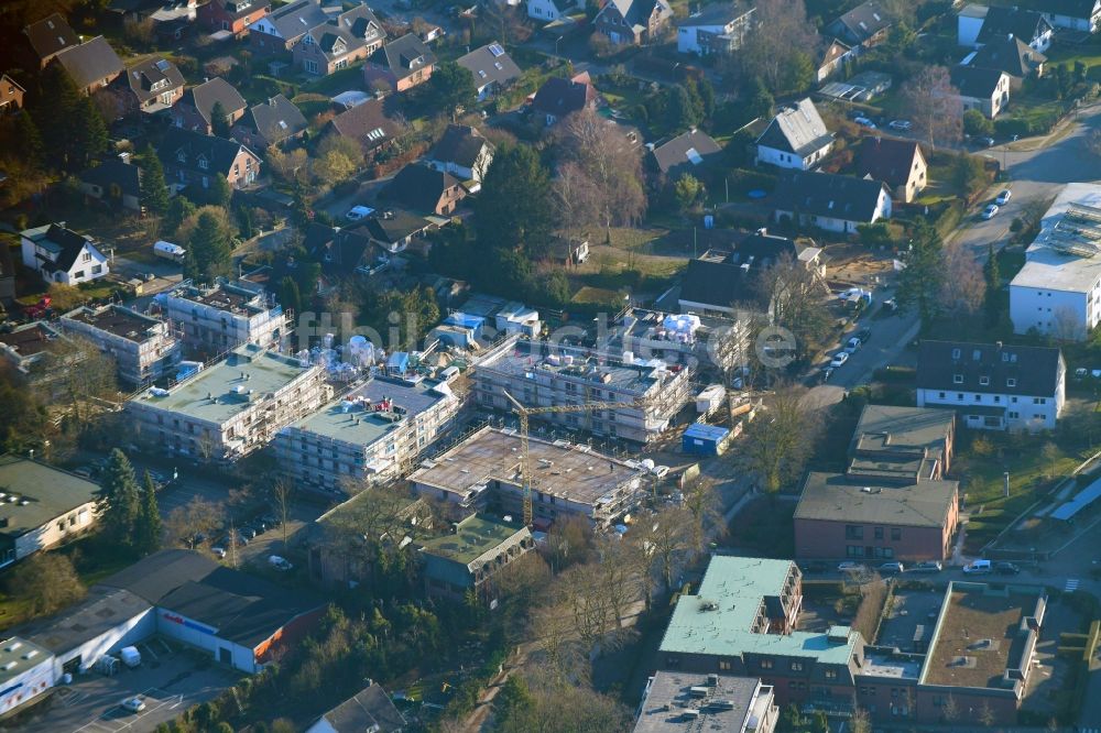 Luftaufnahme Hamburg - Baustelle zum Neubau einer Mehrfamilienhaus-Wohnanlage Sellhops Gärten im Ortsteil Schnelsen in Hamburg, Deutschland