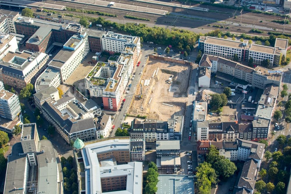 Luftbild Essen - Baustelle zum Neubau einer Mehrfamilienhaus-Wohnanlage Selmastraße - Henriettenstraße - Hachestraße in Essen im Bundesland Nordrhein-Westfalen