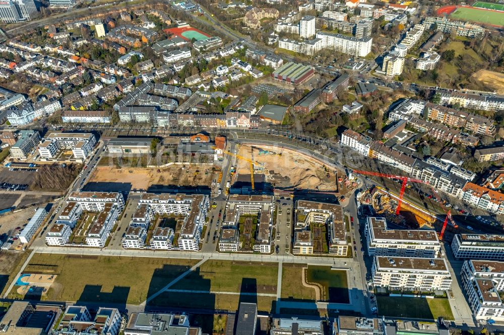 Luftbild Düsseldorf - Baustelle zum Neubau einer Mehrfamilienhaus-Wohnanlage im Stadtquartier BelsenPark in Düsseldorf im Bundesland Nordrhein-Westfalen, Deutschland