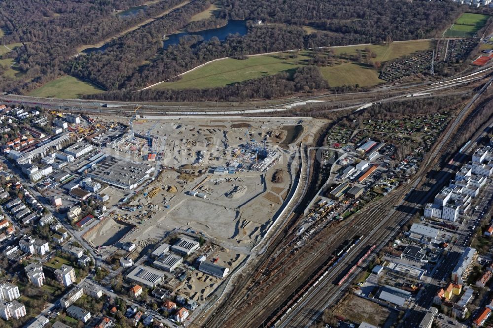 München von oben - Baustelle zum Neubau einer Mehrfamilienhaus-Wohnanlage Stadtquartier Paul-Gerhardt-Allee im Ortsteil Pasing-Obermenzing in München im Bundesland Bayern, Deutschland