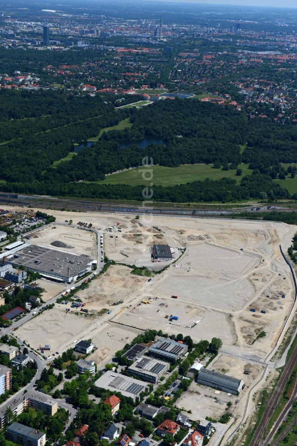 München von oben - Baustelle zum Neubau einer Mehrfamilienhaus-Wohnanlage Stadtquartier Paul-Gerhardt-Allee im Ortsteil Pasing-Obermenzing in München im Bundesland Bayern, Deutschland