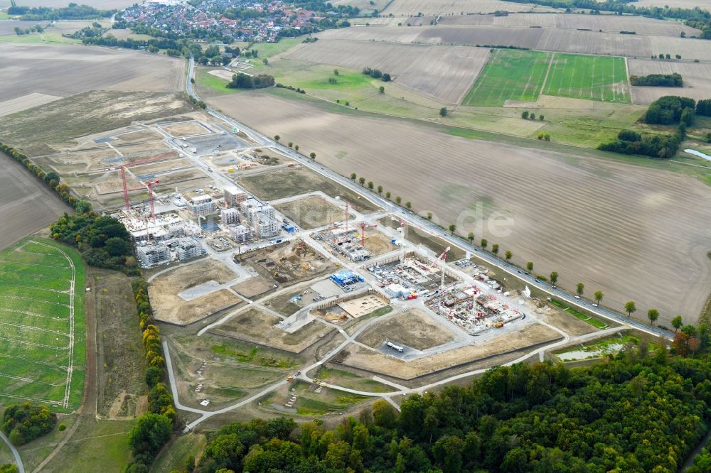 Luftbild Wolfsburg - Baustelle zum Neubau einer Mehrfamilienhaus-Wohnanlage Steimker Gärten in Wolfsburg im Bundesland Niedersachsen, Deutschland