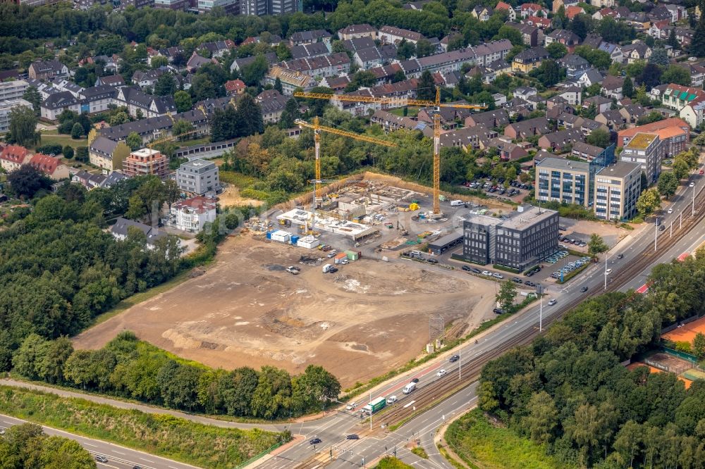 Luftaufnahme Bochum - Baustelle zum Neubau einer Mehrfamilienhaus-Wohnanlage 7 Stones im Ortsteil Wiemelhausen in Bochum im Bundesland Nordrhein-Westfalen, Deutschland