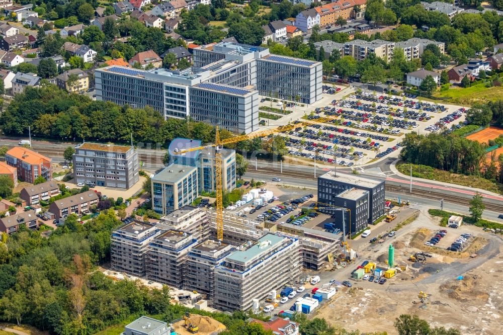 Luftaufnahme Bochum - Baustelle zum Neubau einer Mehrfamilienhaus-Wohnanlage 7 Stones im Ortsteil Wiemelhausen in Bochum im Bundesland Nordrhein-Westfalen, Deutschland