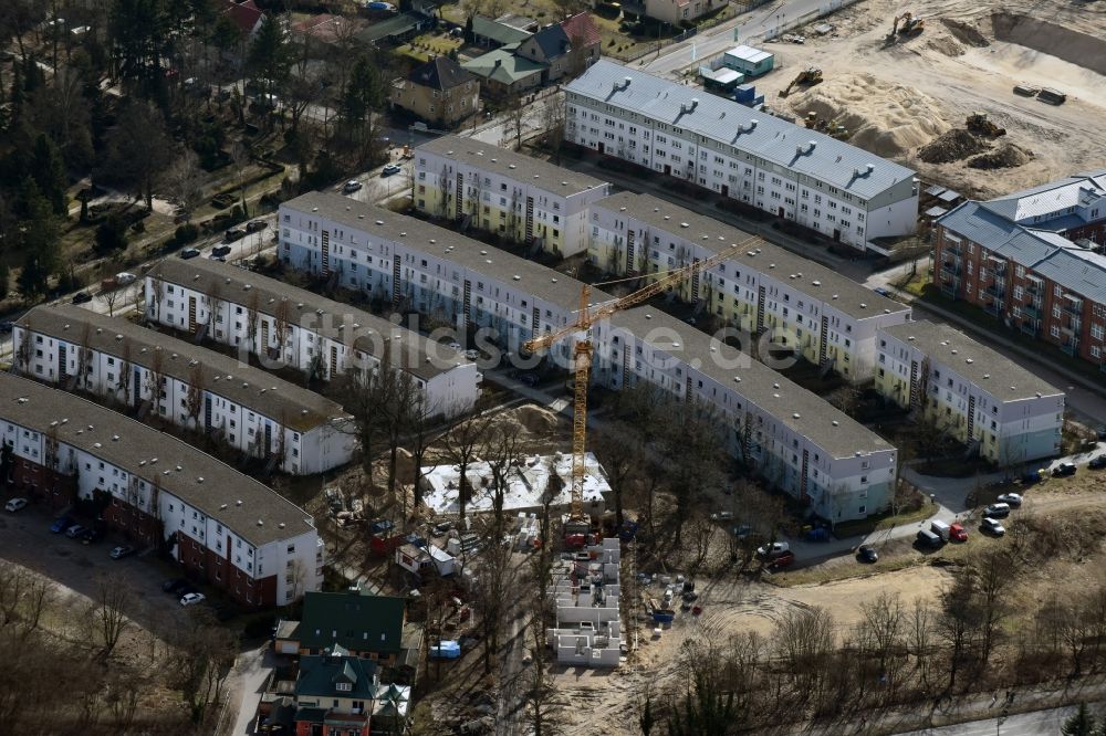 Luftbild Teltow - Baustelle zum Neubau einer Mehrfamilienhaus-Wohnanlage Striewitzweg der Bonava Deutschland GmbH in Teltow im Bundesland Brandenburg