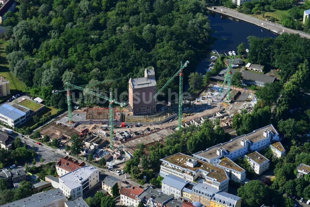 Luftaufnahme Oranienburg - Baustelle zum Neubau einer Mehrfamilienhaus-Wohnanlage der TAS KG in Oranienburg im Bundesland Brandenburg, Deutschland