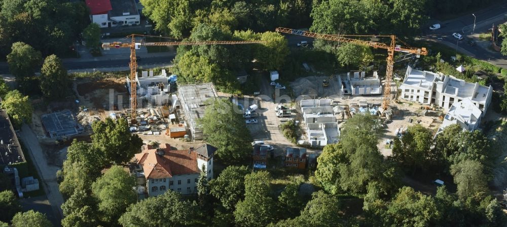 Potsdam von oben - Baustelle zum Neubau einer Mehrfamilienhaus-Wohnanlage in der Templiner Vorstadt in Potsdam im Bundesland Brandenburg